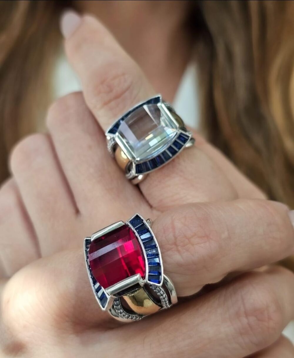 ANILLO ECLIPSE AZUL - FUCSIA