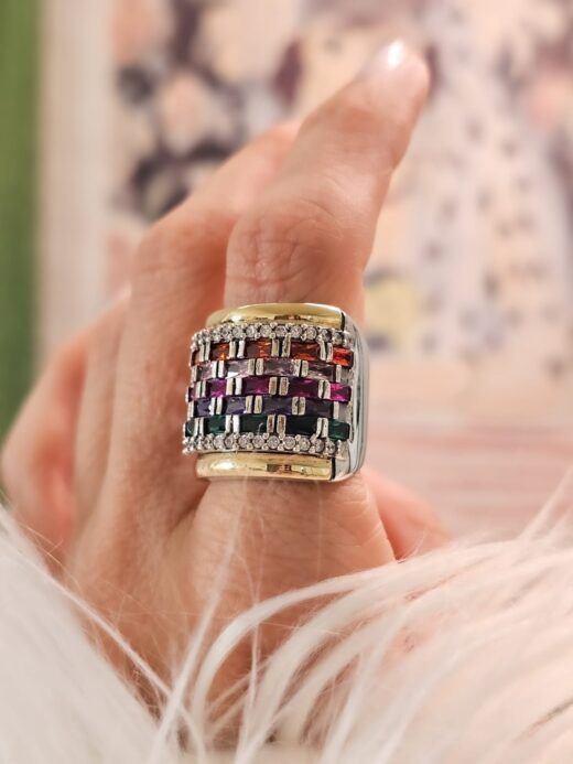 ANILLO JARDIN DE GEMAS MULTICOLOR