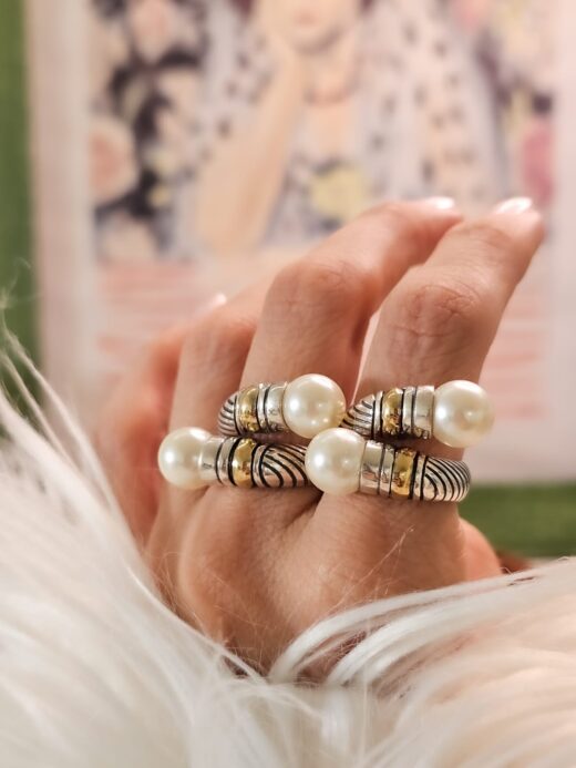 ANILLO AURA DE PERLA TALLADO