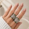 ANILLO CIRCON BLANCO Y VERDE