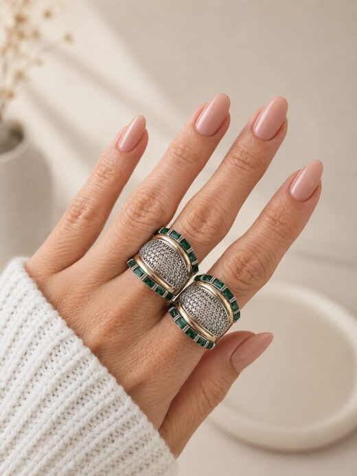 ANILLO CIRCON BLANCO Y VERDE